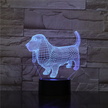 Lâmpada de mesa para cães acylic, sensor de mudança com 7 cores, lâmpada de mesa 3d, sensível ao toque, rgb, animal, presente de natal 2024 - compre barato