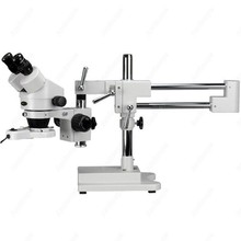 Microscopio con soporte de brazo de dos ejes, suministros de AmScope, Zoom Binocular 3.5X-90X, estéreo con soporte de brazo de dos brazos 2024 - compra barato