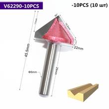 6mm*22mm*90Degree-10pcs,Free shipping CNC Engraving Woodworking Milling Cutter,Tungsten Solid carbide End Mill,3D V Router Bit 2024 - buy cheap