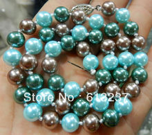 Envío Gratis moda diy 10mm multicolor imitación-perla shell cuentas redondas Collar para mujer joyería fabricación 18 pulgadas YE0047 2024 - compra barato