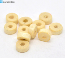 Doreen Box hot- 1000 натуральный цвет Rondelle деревянные разделительные бусины 8 мм (B14231) 2024 - купить недорого