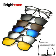 Brilho zone tr90 óculos de sol vintage, óculos para homens e mulheres de marca de luxo, armação com 5 lentes polarizadas 2024 - compre barato