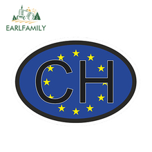 EARLFAMILY 13 см x 9,75 см Стайлинг автомобиля водонепроницаемый Ch Швейцария код страны Овальный с флагом Европейского союза для шлема Автомобильная наклейка 2024 - купить недорого