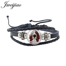 Jweijiao 2020 pulseiras para cachorros, para fotos de cães, com cabo de vidro e cúpula, em couro pu, braceletes punk, artesanais, joias animais a127 2024 - compre barato