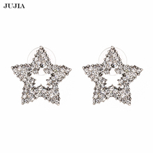 Wholesale JUJIA Stud Earrings Famous Brand Micro Pave Setting Cubic Zirconia Simple David Star Jewelry For Lady Gifts 2024 - buy cheap