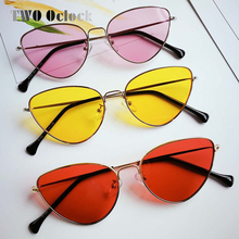 Gafas de sol con diseño de ojo de gato para mujer, anteojos de sol femeninos de dos en punto, de Color tintado, Estilo Vintage, rojo, UV400, 8A1747, 2018 2024 - compra barato