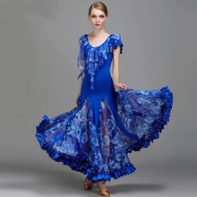 Синие стандартные платья для бальных танцев, платья для бальных танцев, для бальных танцев, Платье Фламенко, для современных танцев 2024 - купить недорого