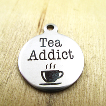 10pcs/lot-tea addict stainless steel charms - Laser Engraved - Customized - DIY Charms Pendants 2024 - buy cheap