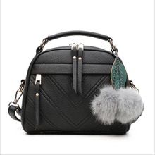 Fashion PU Leather Handbag for Women 2018 New Girl Messenger Bags with Ball Toy Bolsa Female Shoulder Bags Ladies Party Handbags 2024 - buy cheap