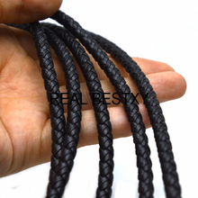 REAL BESTXY 5MM/6MM Braided Leather Cord Rope for Necklace Bracelet Jewelry DIY black leather cords for bracelets DIY making 2024 - buy cheap