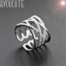 2019 Fashion Large Crystal Layer Silver Color Rings for Women Jewelry Adjustable Size Finger Engagement Antique Ring 2024 - buy cheap