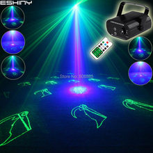 ESHINY-proyector láser MINI G & B para Halloween, dispositivo de iluminación con 24 patrones, remoto, azul, para Club, Bar, DJ, baile, discoteca, fiesta, escenario, T148D25 2024 - compra barato
