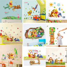 Наклейки на стену с изображением Винни-Пуха и друзей, декоративные наклейки на стену для детской комнаты из ПВХ, декор для детской комнаты 2024 - купить недорого