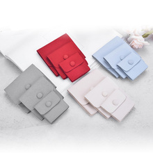 Bolsas de terciopelo de doble capa con botón para joyería, bolsas de embalaje para pendientes de boda, color rojo y gris, 6x5,8, 8x8, 9,8x9,8 cm 2024 - compra barato