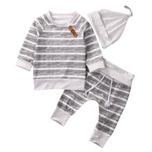 Algodão Bebê Recém-nascido Menino Meninas Crianças Infantil top + calças + Hat 3 pcs Set Roupas Roupa 2024 - compre barato