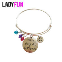 65mm One day at a time bracelet bangle ,Adjustable Expandable Wire Bangle,special mom gifts 2024 - buy cheap