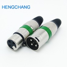 3 Pin XLR Female + Male Plug 3 Pole XLR Socket Plug Microphone Connector Green color 10pcs/lot 2024 - buy cheap
