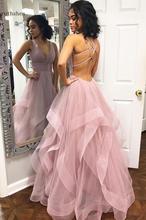 Sexy Pink Prom Long Elegant Dresses Pleat Ruffles A-Line Vestido De Fiesta Tulle Formal Party Gown for Women 2024 - buy cheap