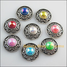 24 New Charms Mixed Acrylic Flatback Flower Connectors Tibetan Silver Color 18mm 2024 - buy cheap