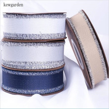 Kewgarden-Cinta de grogrén de plata de 5/8 ", 1", 1-1/2 ", lazo de satén, hecha a mano, Riband de embalaje, venta al por mayor, 100 yardas 2024 - compra barato