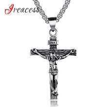 2018 New Fashion Stainless Steel Chain Punk Cross Choker Necklace For Men Vintage Silver Color Necklaces & Pendants Jewelry 2024 - buy cheap