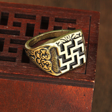 Anel de mandala com flor indiana estilo retrô em liga, anel masculino om com 10 peças 2024 - compre barato