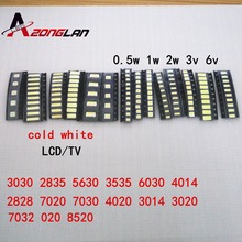 Kit de LED SMD de 1W, 3V/6V, 2835/3030/2828/3535/5630/7020/7030/4020, blanco frío, cuentas de retroiluminación de TV, 37 valores * 10 Uds = 370 Uds. 2024 - compra barato