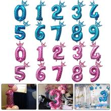 32-дюймовые воздушные шары в форме короны с цифрами, золотые воздушные розовые шары для маленьких детей, вечерние свадебные украшения на день рождения 2024 - купить недорого