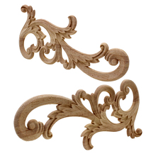 RUNBAZEF-Apliques de tallado Floral largo de madera de estilo europeo, accesorios de decoración del hogar tallados, figuritas de muebles de armario de puerta 2024 - compra barato