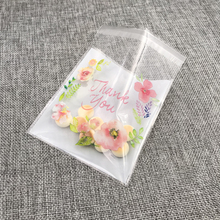 Thank you Flower Pattern Self Adhesive DIY Cookie Plastic bags Wedding Candy and Snack Food Packaging Bags 300pcs 10x10+3cm 2024 - buy cheap