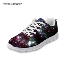 Twoheartsgirl Bling Galaxy Star Space Flats for Women Lace Up Casual Women Mesh Sneakers Personalized Female Ladies Mesh Flats 2024 - buy cheap