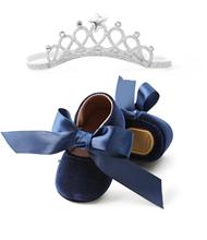 Baby Girl Baptism Shoes Riband Bow Lace Velvet Princess Baby Shoes First Walkers Newborn Moccasins For Girls Christening 2024 - buy cheap