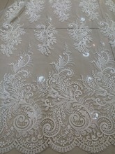5yard/lot romantic french lace embroidered tulle lace with beads SYJ-112930 for wedding dress 2024 - buy cheap