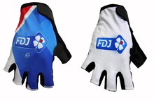 2015 FDJ  Team 2 COLORS One Pair Sports Half Finger Cycling Jersey Gloves MTB Road Mountain Bike Bicycle Gel Gloves 2024 - buy cheap