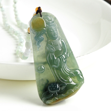 Authentic natural Emerald A cargo jade ice species Guanyin pendant Myanmar jade Buddha pendant male Necklace 2024 - buy cheap