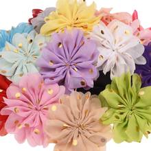 120PCS Chiffon Gold Point Flowers 7.5cm Hair flowers Fashion Hair Accessories DIY Accessory Flower Headwear No Hairclip 2024 - buy cheap