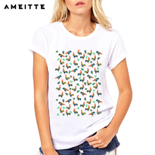 AMEITTE Summer Tops Cute Rooster Pattern T Shirts Base O-Neck Short Sleeve Women chicken Print T shirt All-match White Tee Shirt 2024 - buy cheap