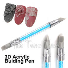 1 шт., 3D акриловая ручка для резьбы, двойное использование, стразы, ручка для дизайна ногтей, кисти, силиконовая ручка, УФ-Гелевая скульптура, строительная глина 2024 - купить недорого