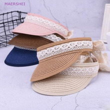 MAERSHEI Summer Straw Sun Hat Kids Beach Hats Girl Lace Empty Top Hat Children 2024 - buy cheap