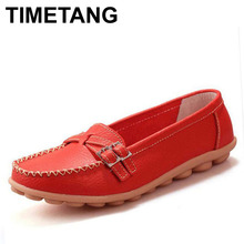 TIMETANG Moccasins Loafers Soft Slip on Women Flats Female Shoes Mother Casual Shoes Fashion Woman Genuine Leather Ladies Shoes 2024 - buy cheap