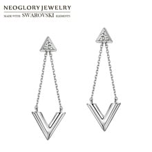 Neoglory Zircon & S925 Silver Plated Long Drop Earrings Elegant Triangle OL Daily Party Gift Classic Holiday Girl Memory 2024 - buy cheap