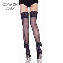E2035 Comeonlover Hot selling black lace stockings high quality nylon women sexy stockings fashion lace top stocking with bow 2024 - buy cheap