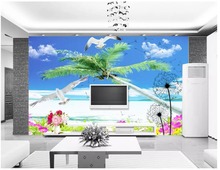 Papel de parede com foto personalizada para paredes 3 d murais papel de parede céu, orla, paisagem, árvore, mural de fundo, decoração de casa 2024 - compre barato