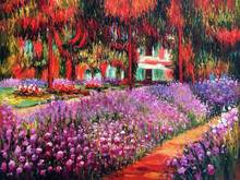 Impressionista pintura da arte da lona para decoração de parede claude monet pintura a óleo reprodução jardim do artista em giverny artesanal 2024 - compre barato