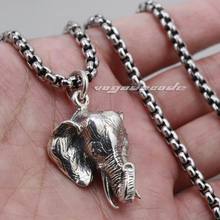 Big Wild Elephant Solid 925 Sterling Silver Mens Pendant 8C025 with Stainless Steel Necklace 24 inches 2024 - buy cheap