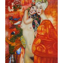 Large handmade oil painting on canvas copy Gustav Klimt Girl Friends wall art for home decoration 2024 - buy cheap