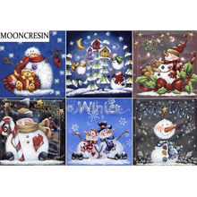 Mooncresin 5d diy pintura diamante dos desenhos animados boneco de neve ponto cruz quadrado completo bordado mosaico de diamante decoração natal casa 2024 - compre barato