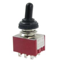 Interruptor de comutação com 2 posições 3pdt, 1 peça-vermelho ac 250v 2a 125v 5a on/on com bota à prova d'água de 6 pinos