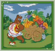 Bear come back with fruitful results cross stitch kit 14ct 11ct count print canvas stitching embroidery DIY handmade needlework 2024 - buy cheap