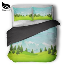 Juego de ropa de cama de árbol de muelle Verde, edredón de tamaño King y Queen, ropa de cama negra, Textiles personalizados, juego de cama para el hogar 2024 - compra barato